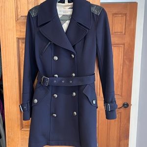Burberry wool and leather trench coat